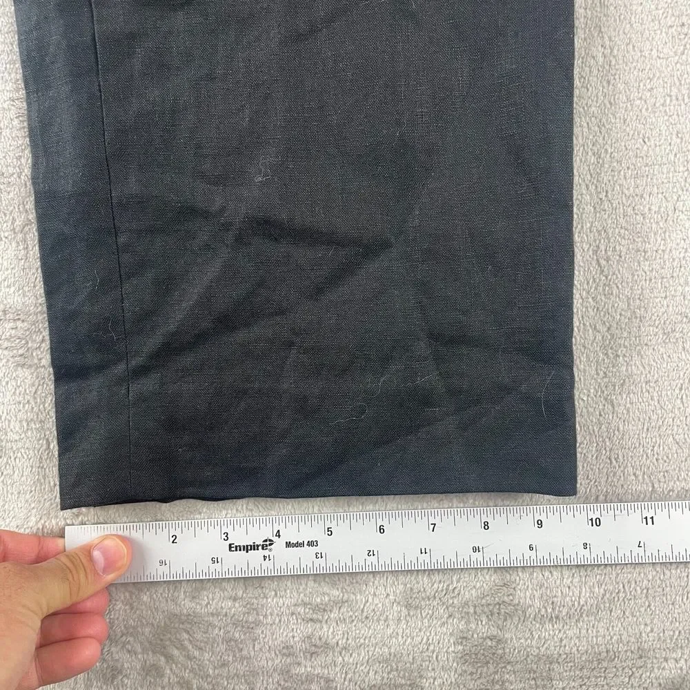 Banana Republic Wide Leg 100% Linen Pants Women Petite 6 Black Pleated‎ Summer